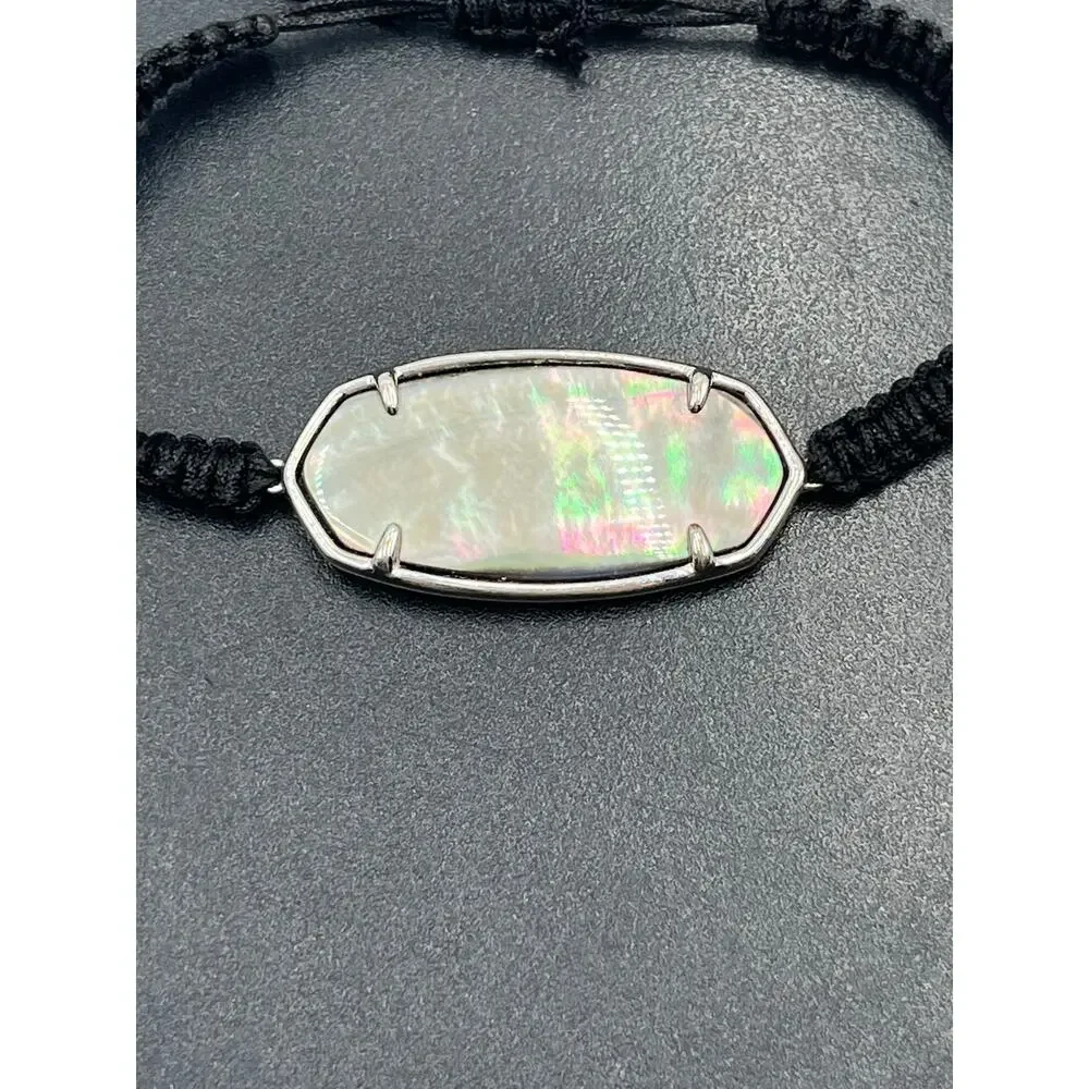 Kendra Scott Elle Friendship Adj‎ Black Braided Abalone MOP Friendship Bracelet